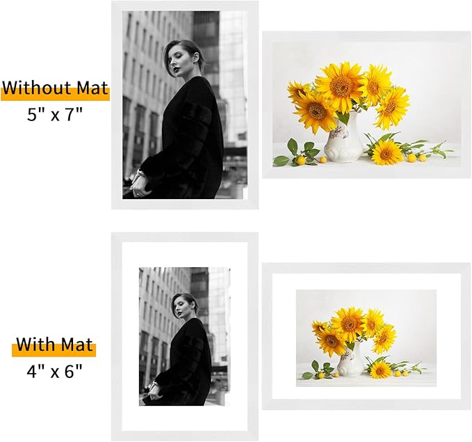 5x7 Oak Wood Picture Frame - Minimalist 5x7 Picture Frame, 5"x7" Frame Wood, Natural Solid Wooden Picture Frames for Wall Art Photo and Prints(3 Pack, White)