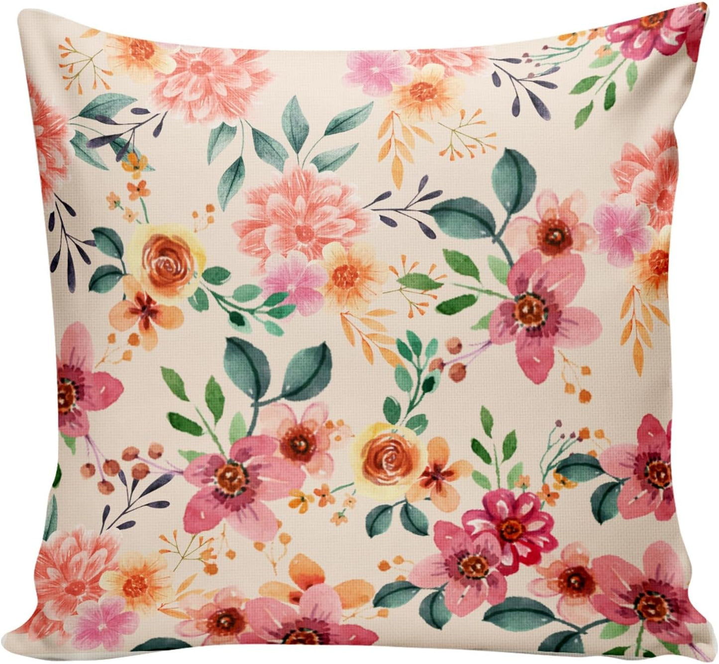 Cute Retro Flower Throw Pillow Cover，Retro Flower Cushion Cover Decorative Pillowcase Cushion Case Sofa Pillow Case 18x18 Inch