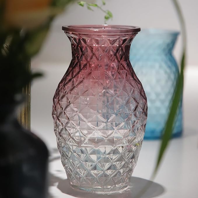 Vase for Flowers Small Glass Vases for Home Decor Table Centerpieces Living Room Bedroom Bookshelf Kitchen Modern Office Wedding Decoration Vintage Flower Vases Red White