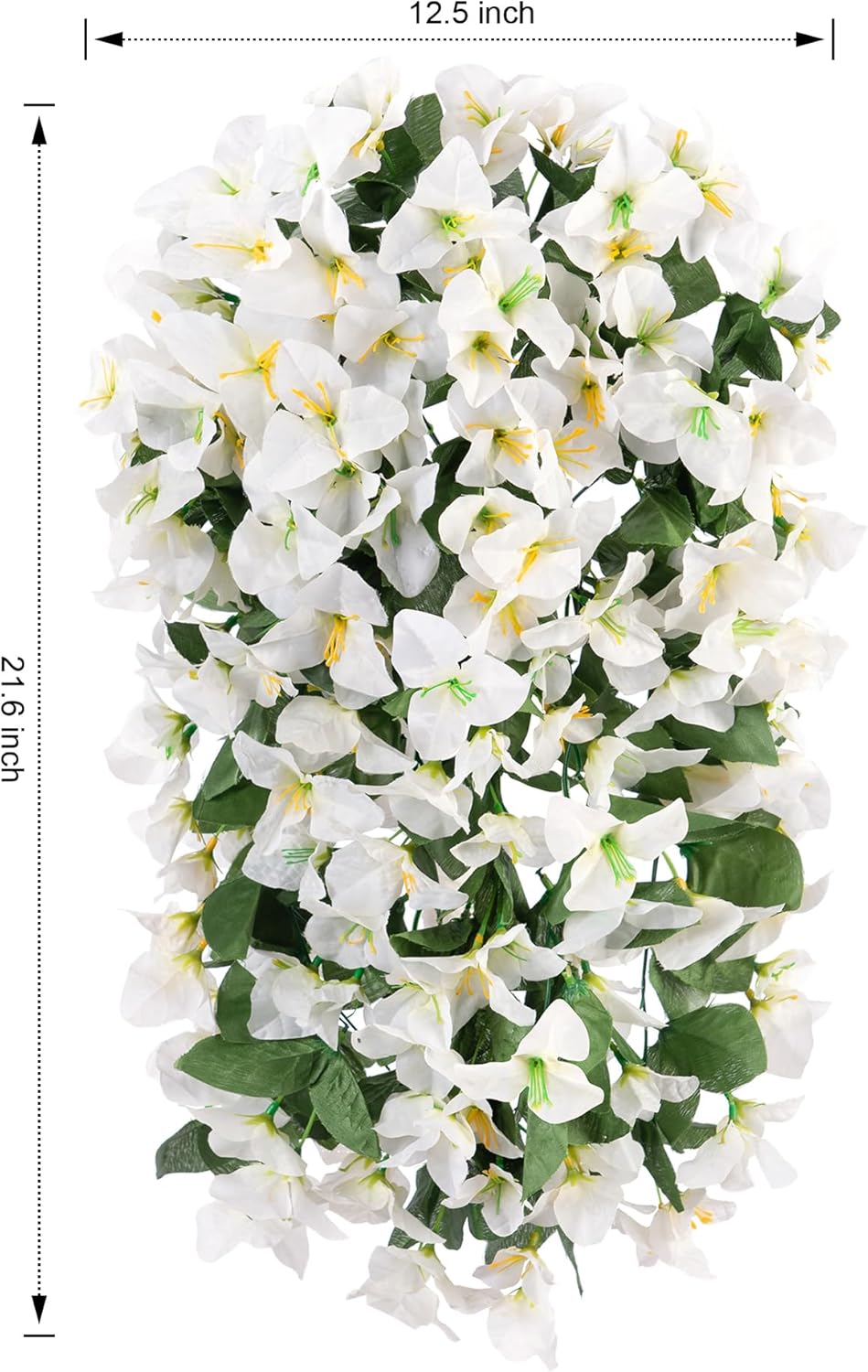 HyeFlora Bougainvillea Artificial Hanging Flowers Plants for Outdoors Decoration, 2pcs Fake Flowers Silk Bougainvillea Vines Realistic UV Resistant Faux Flowers for Outdoor Planters Patio Urn, White