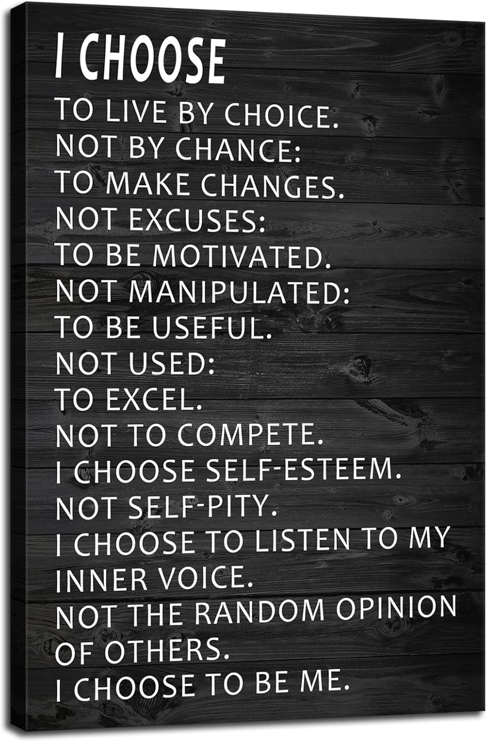 I Choose to Live by Choice Motivational Canvas Wall Art Inspirational Success Poster Quotes Canvas Artwork Picture Print Framed for Home Office Bedroom Living Room Wall Decor[24''W x 36''H]