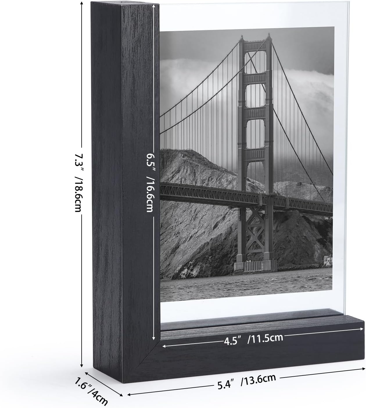 Lavezee 2 Pack 4x6 Picture Frames Made of Black Wooden L-shaped Base with Glass, Double Sided Display Photo Pictures 4 by 6 inch Vertical Horizontal for Tabletop Frame