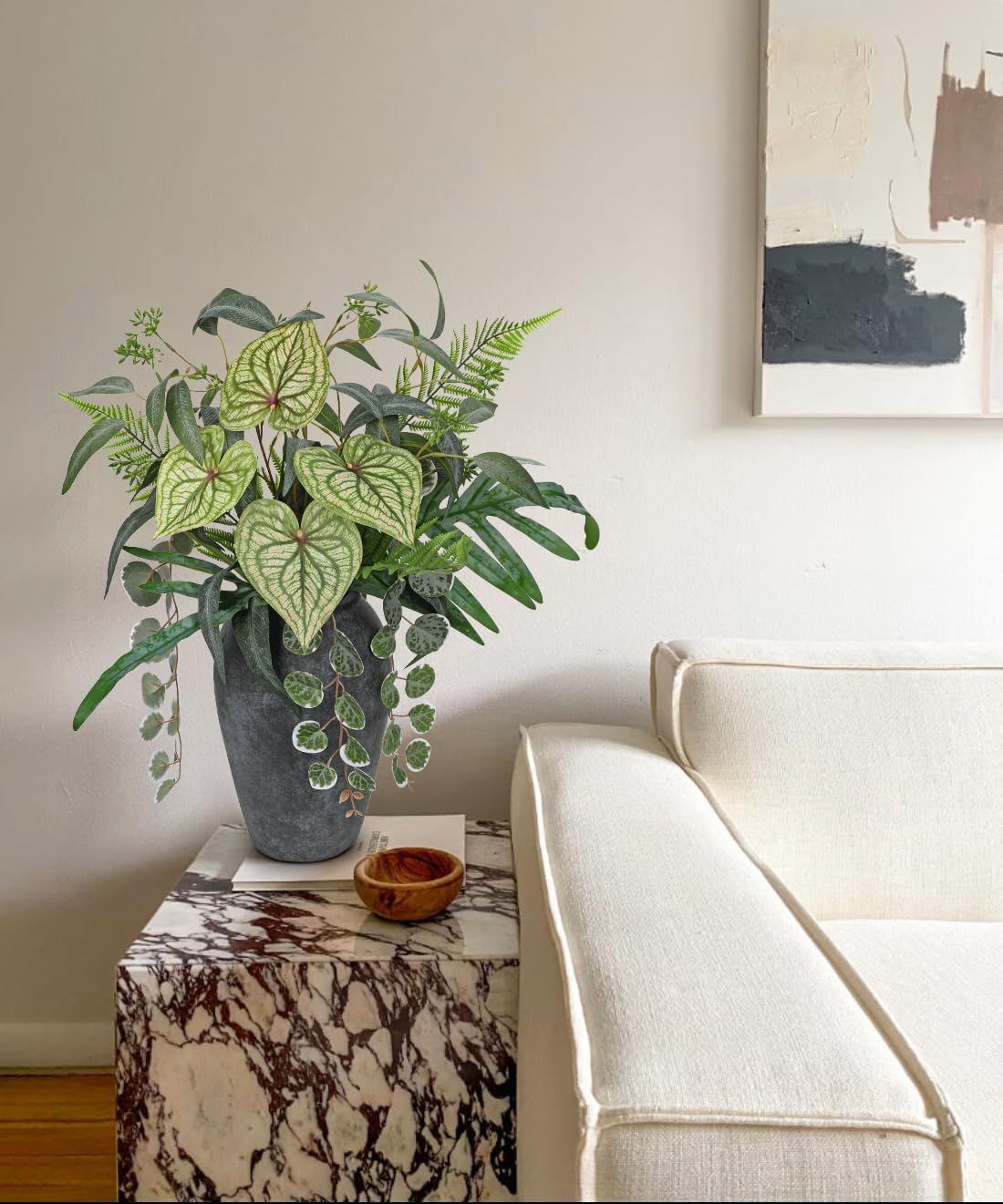 DILATATA Artificial Greenery Stems Box Set, 5 Kinds Mixed Eucalyptus Leaves Trailing Vine Plant Monstera Leaf Faux Plants for DIY Bouquets Wedding Floral Arrangements Table Centerpieces Vase Decor