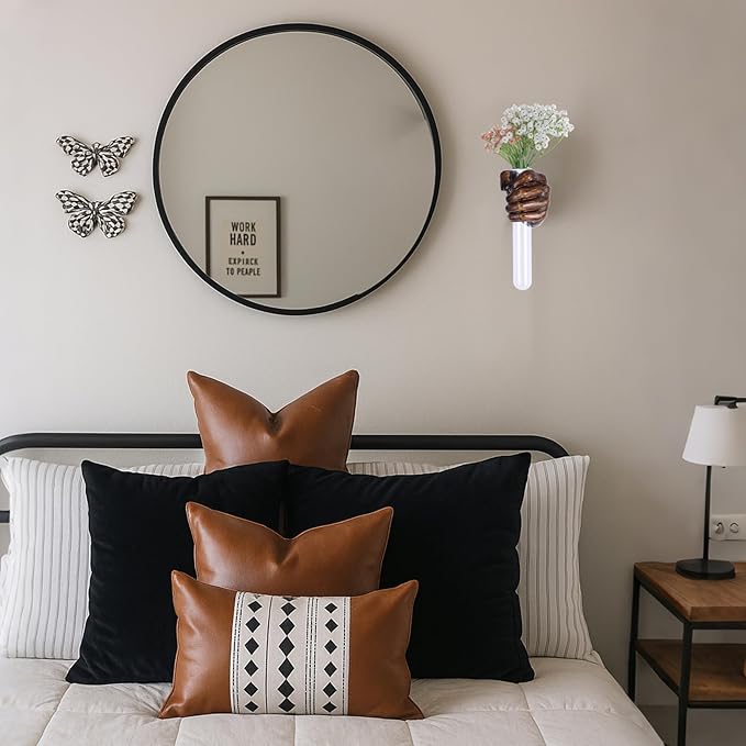 Vintage Wall Sculptures, Hand Vases Home Decor, Wall Mount Art Sculpture, Unique Wall Art Statue, Funky Flower Vase Decorations, Modern Eclectic Hanging Decor,Glass Test Tube Vase