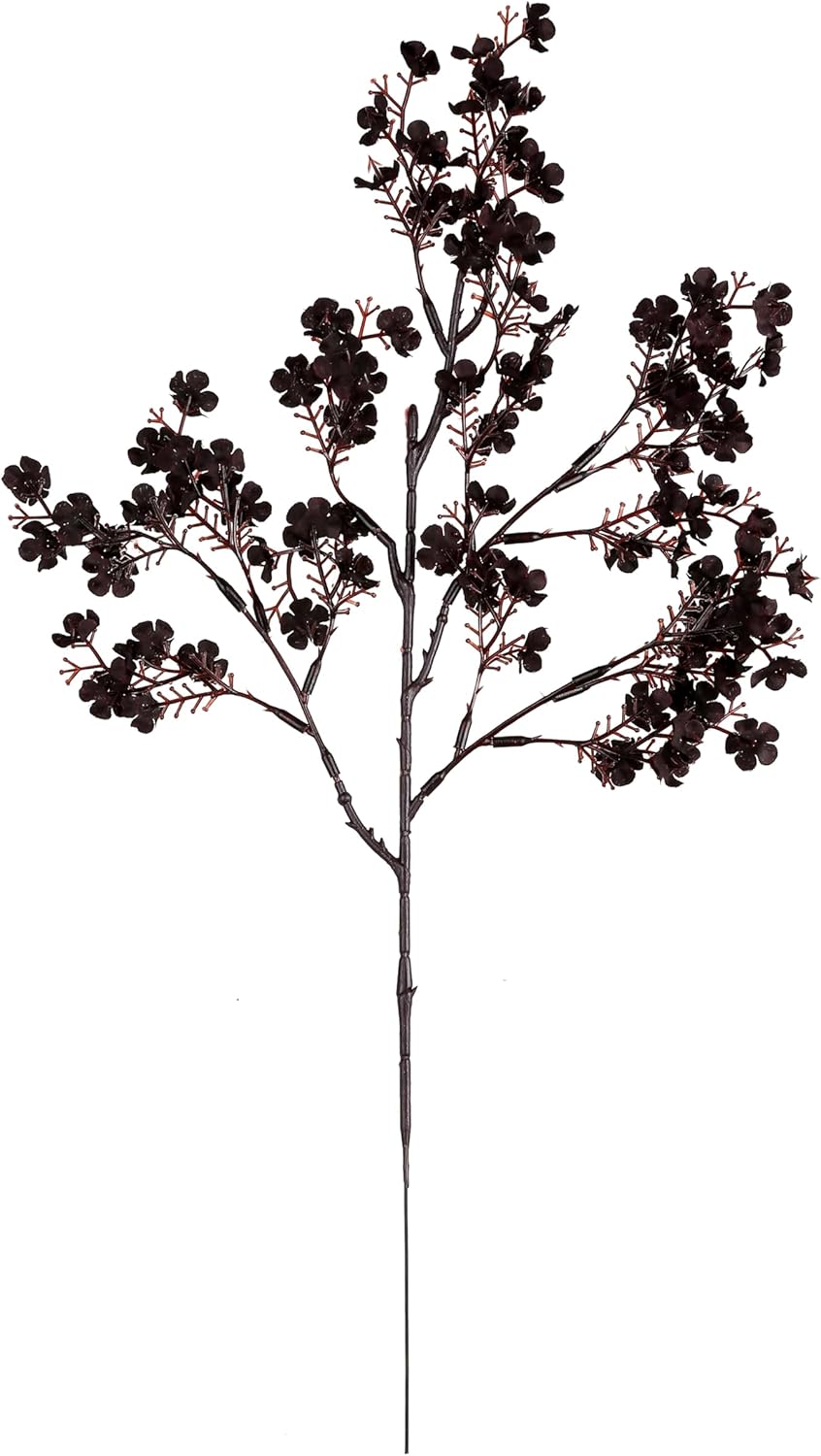 JAKY-Global Silk Babys Breath Artificial Flowers Bulk Blackish Red 6pcs Faux Fall Flowers for Vase Home Kitchen Indoor Bouquet Floral Arrangement Table Centerpieces Farmhouse Decor