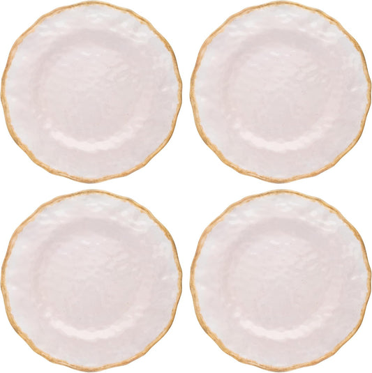 Karma, 10.75 inches Melamine Dinner Plates Set of 4, Reusable Dishwasher Safe Plates for Outdoor and Indoor, Heirloom Crème