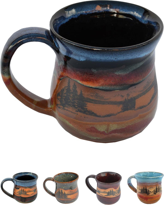 Handmade Ceramic Coffee Mug - Always Azul Mountain Scene 14oz Coffee Mug - Oven, Dishwasher, & Microwave Safe Mug - Kitchen Essentials Made in Colorado, Azulscape