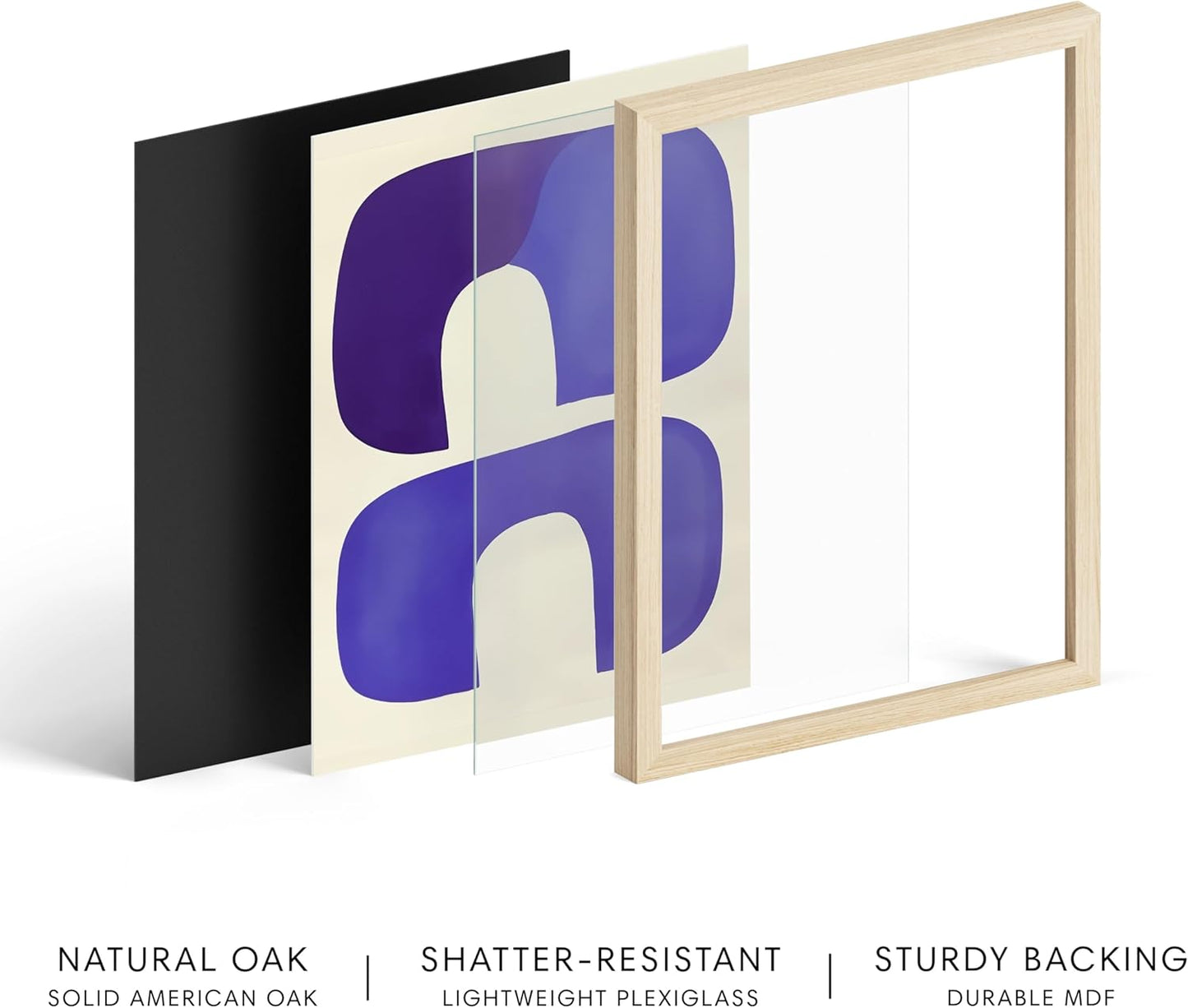 HAUS AND HUES Modern Abstract Wall Art - Blue and Green Living Room Art, Modern Artwork for Walls, Minimalist Picture for Living Room(Blue Tribal Shapes, Beige Frame, 16x20)