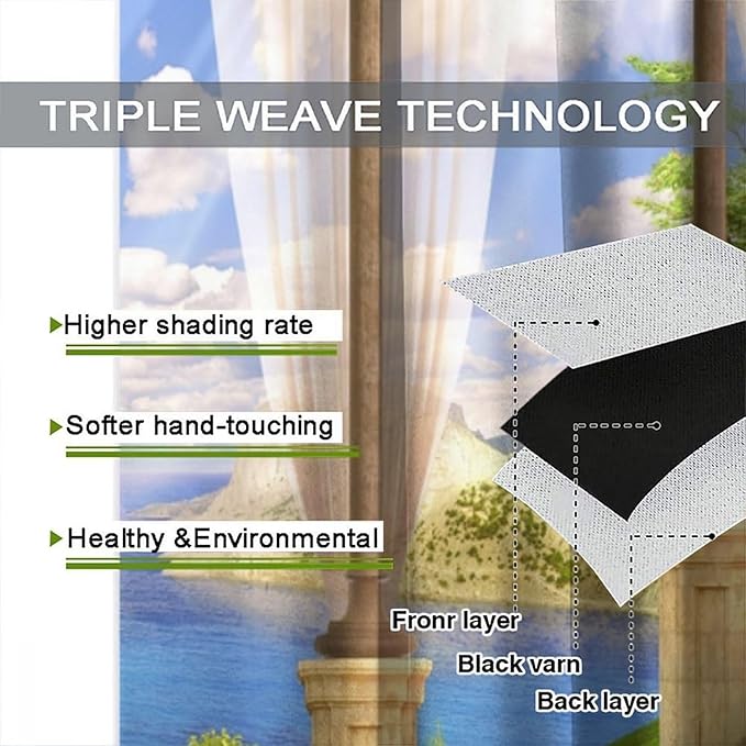 Gothic Blackout Curtains，Fantasy Spring Garden Arch Pattern Drapes Window 2 Panel Rod Pocket Curtain for Bedroom Living Room Decor 21" W X 63" L