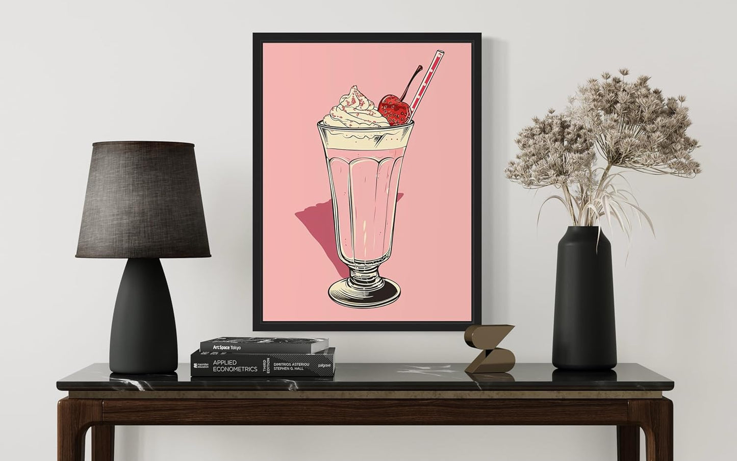 Milkshake Pop Art Poster Print, Vintage Retro Wall Art Decor Paintings Classic Artwork for Bedroom Living Room Decorations. (Milkshake, 16x20 inches + (Black Frame))