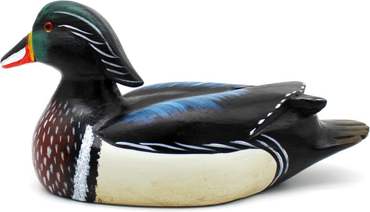 CVHOMEDECO. Primitives Hand Engraving and Painted Wood Wild Duck Farmhouse Figurine Mallard Decorative Accent, 10-1/2 Inch