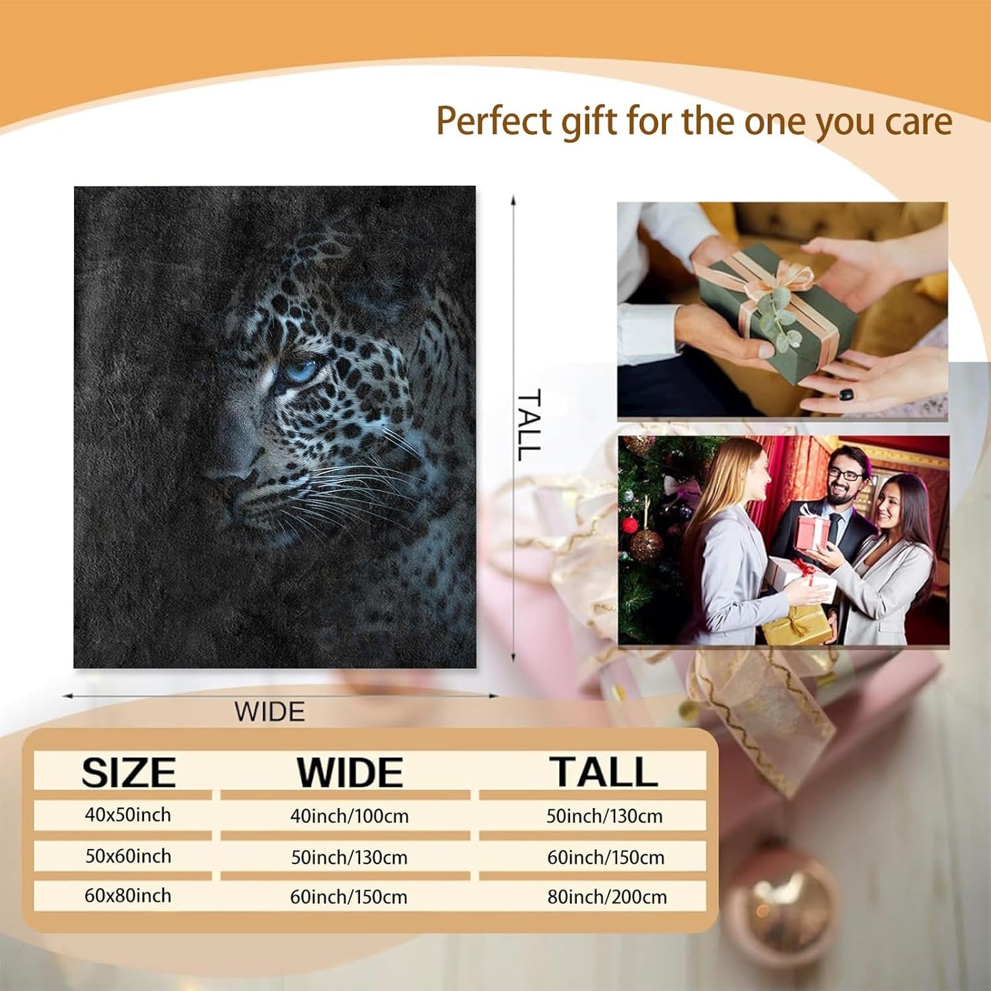 Leopard Blanket, Animal Themed Flannel Blanket Gifts for Women, Soft Warm Lightweight Blankets for Living Room Home Travel Decor 60" x 80"