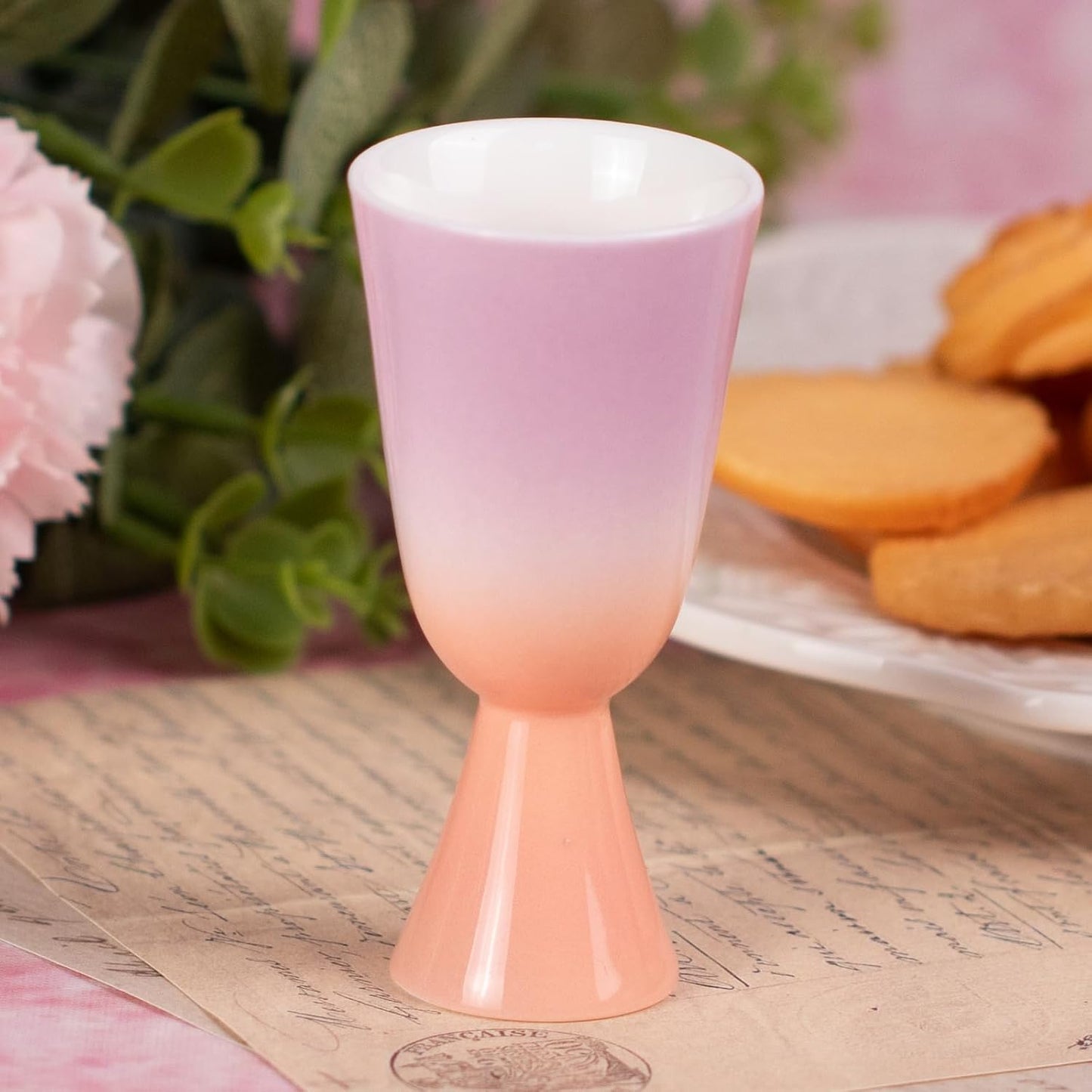 KAMMAK Ceramic Tea Cups Small, Cute Vintage Coffee Cup Set of 2, Porcelain Teacups Espresso Mug, 0.9oz Hand Painted Chinese Afternoon Tea Party Mugs, Birthday Gift for Women Men, Xingchun Chuluo