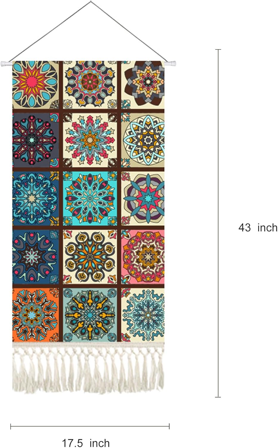 Mandala Boho Macrame Wall Hanging Tapestry For Bedroom Tapestries Vertical Art Fabric Decor Door Living Room Bohemian (Style B, 17.5 * 43)