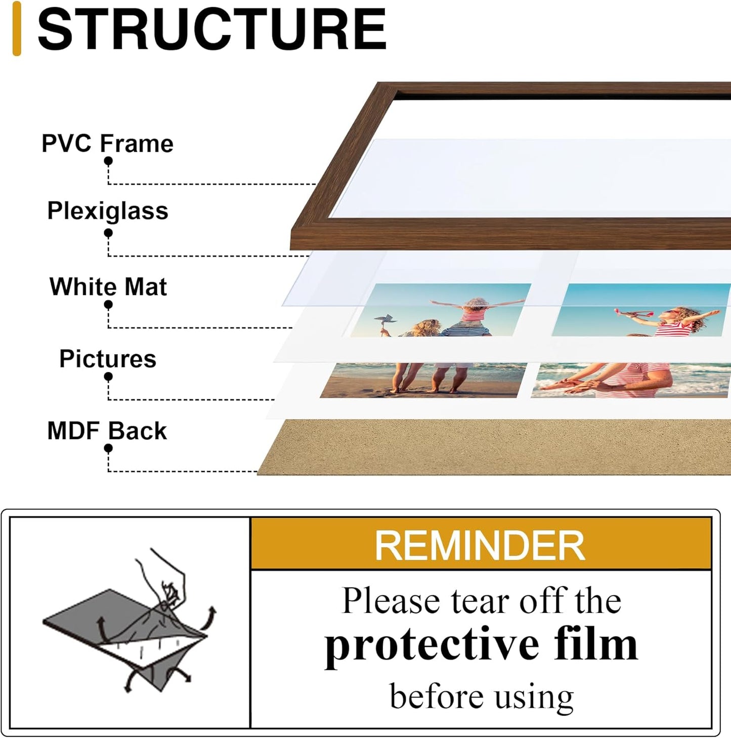 decorUhome 8x10 Picture Frames Collage Wall Decor, Display 2Pcs 4x6 Photos with Mat or 1Pcs 8x10 Unmatted, 2 4x6 Collage Picture Frames for Wall Mounting, Brown