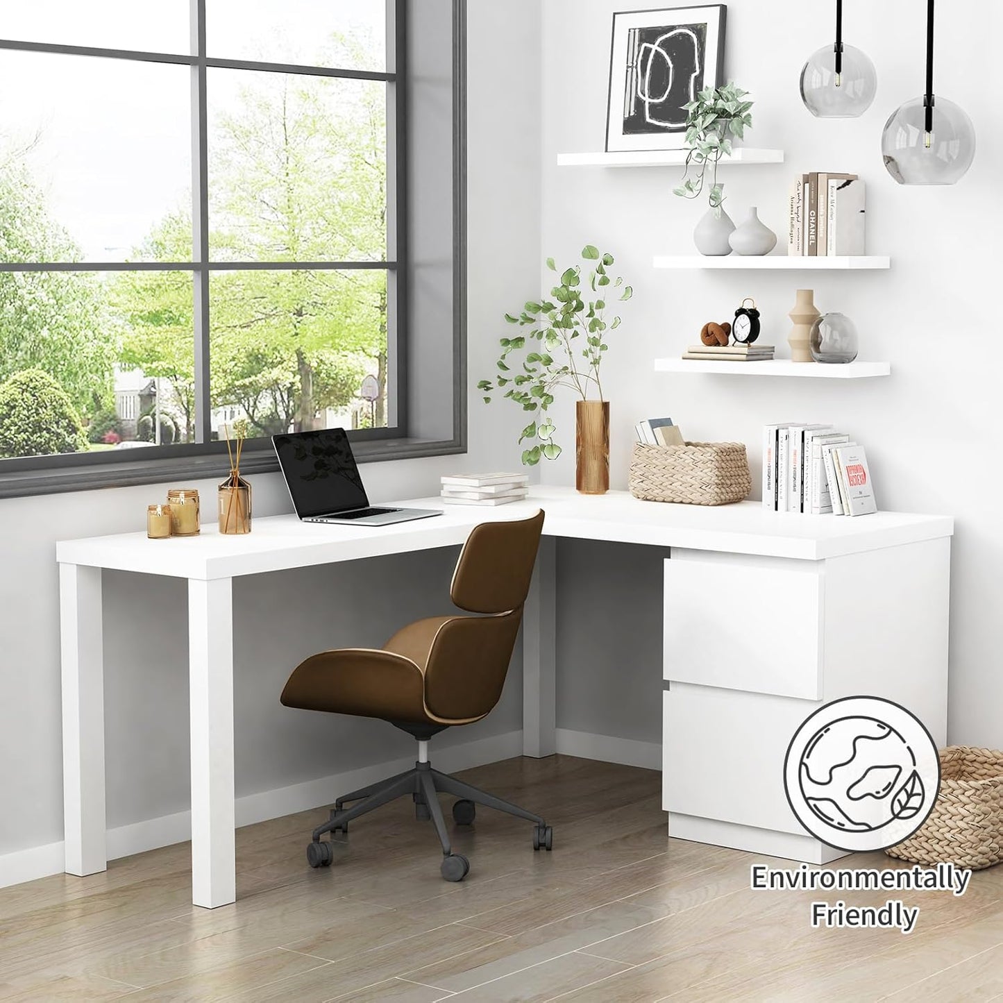 Forbena White Floating Shelves for Wall Decor, 24 Inches Long Wall Shelves for Bedroom Storage, Large Deep Hanging Shelves for Bathroom Office Laundry Living Room Book Kitchen Closet -Set of 3