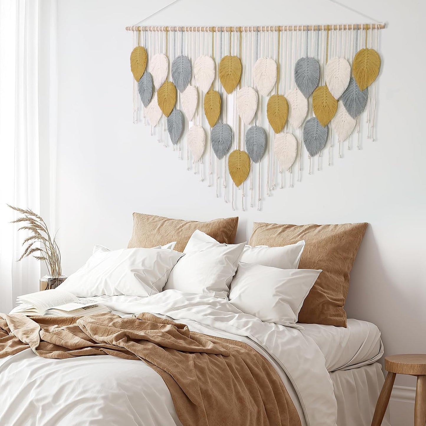 LOMOHOO Macrame Wall Hanging, Large Boho Home Decor,Bohemian Woven Decoration for Bedroom Living Room Apartment Dorm Gallery Perfect Handmade Gift Ideas (51.5" W x 33.5" L)