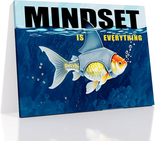 Large Size Inspirational Quotes Mindset is Everything Motivational Poster Print Positive Painting Picture Artwork for Modern Home Living Room Gym Workplace Wall Decor Ready to Hang [40''Wx 30''H]