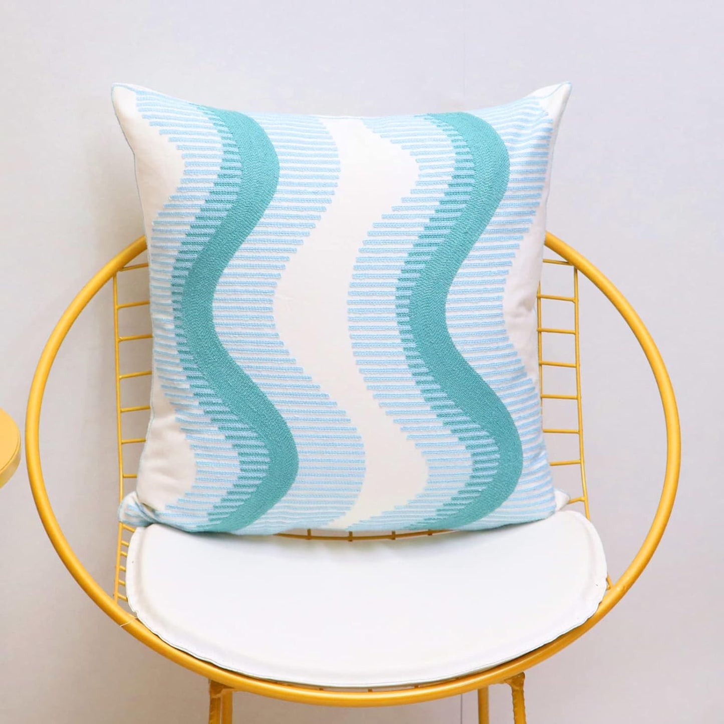 1 PCS Embroidered Throw Pillow Cover Cotton Decorative Square Cushion Cases Creative Luxurious Pillow Inserts for Home Sofa Bed and Chair 18 x 18 Inch (Gray)