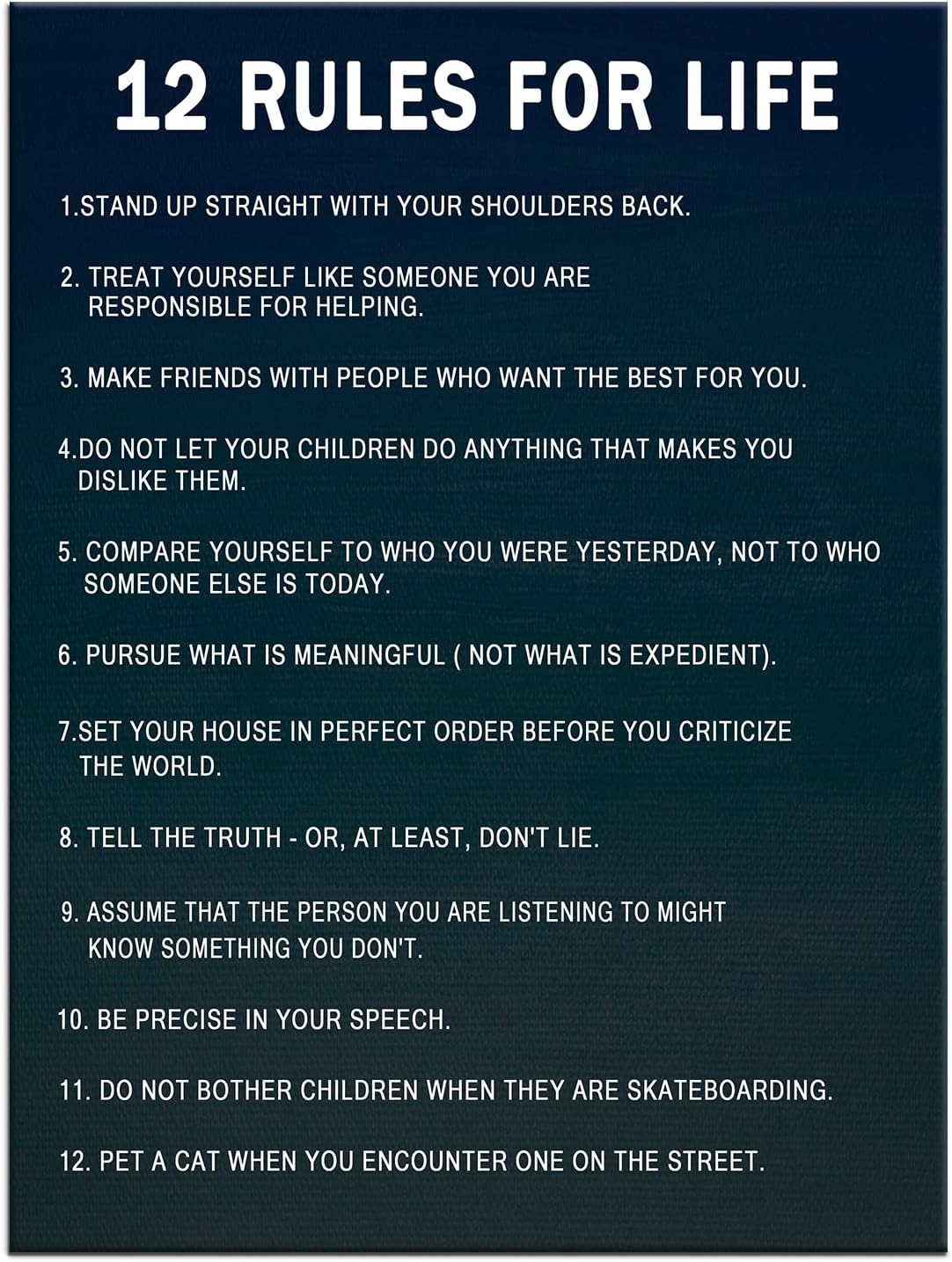 Inspirational Canvas Wall Art 12 Rules for Life Entrepreneur Quotes Poster Print for Office Wall Decor Modern Home Living Room Workplace Framed Artwork Pictures Ready to Hang [30''Wx 40''H]