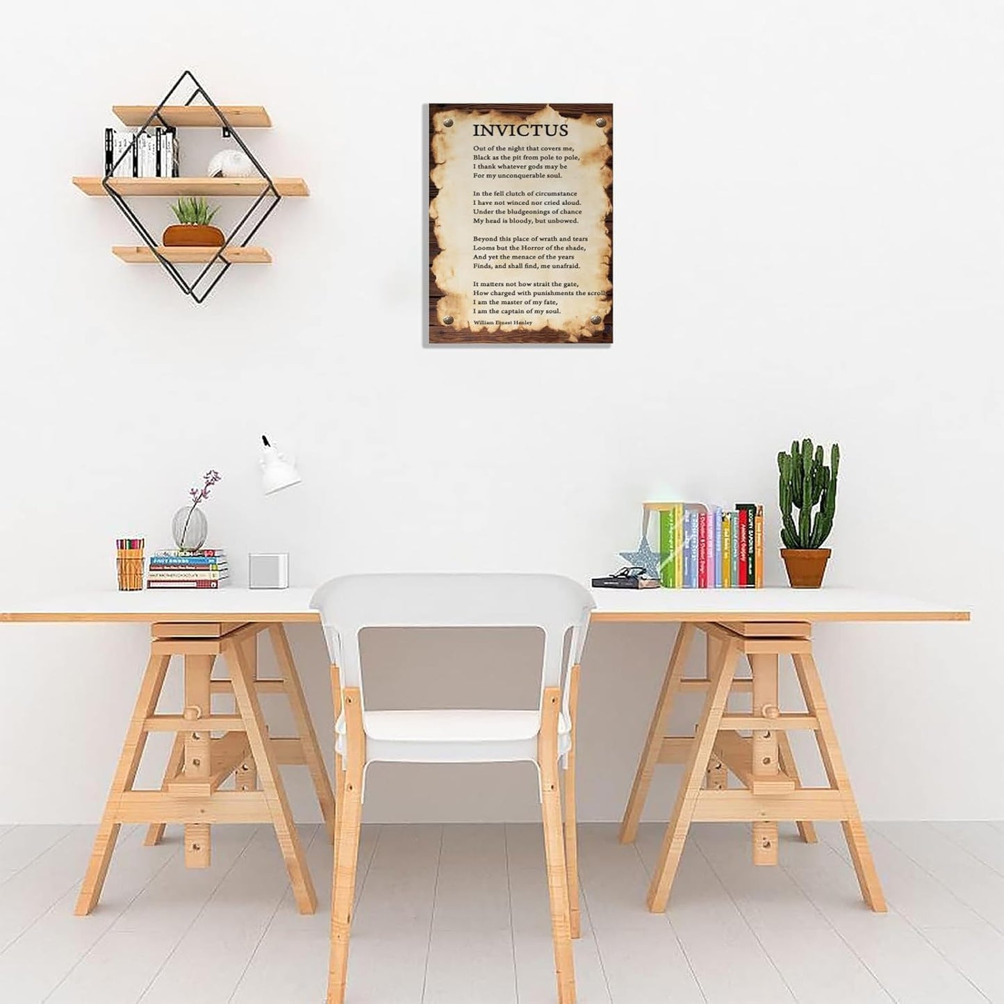 Invictus Poem Quotes Wall Art Inspirational Canvas Print Wall Decor Modern Art Motivational Poetry Poster Painting Artwork Wall Decor For Home Office Wooden Frame Ready To Hang Framed 16 * 24 Inch