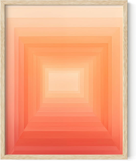 HAUS AND HUES Colorful Abstract Wall Art - Minimalist Retro Picture for Living Room Decor, Red and Pink Modern Wall Art Painting (Pink Geometric 2, Beige Frame, 11x14)