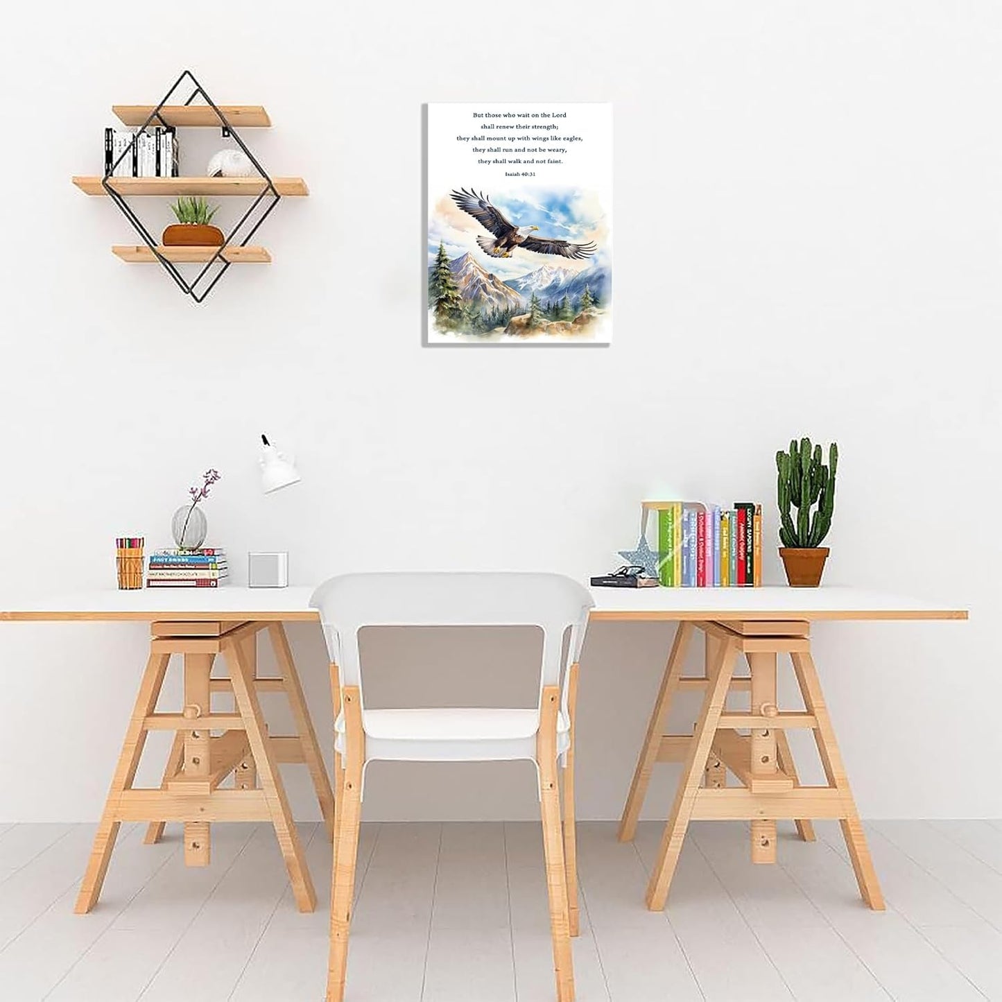 Isaiah 40 31 Christian Canvas Wall Art But Those Who Wait On The Lord Bible Verse Poster Prints Scripture Decor Ready to Hang Home Office，Living Room，or Personal Space Framed 12 * 18 Inch