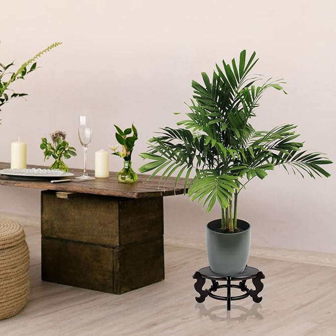 Yoiemivy 10 Inch Wooden Plant Stand Vase Stand Indoor Chinese Fishbowl Planter Stands for Display Oriental Style Indoor Plant Pot Pedestal Stand (10 Inch)