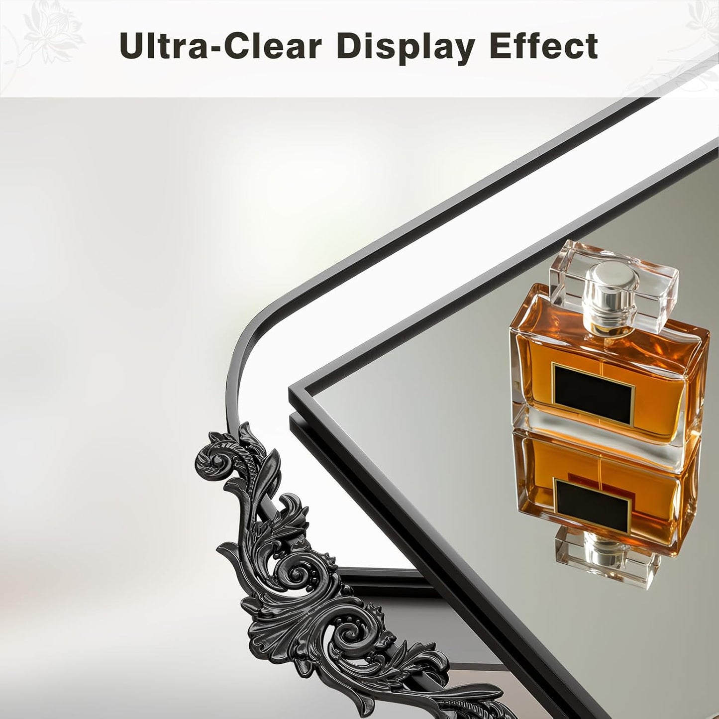 Filigree Floor Mirror 58"x18" Full Length Freestanding with Vintage Ornate Carved Applique Full Body Mirror Hanging Wall Mounted for Living Room Bedroom Retor Home Decor Mirror, Black