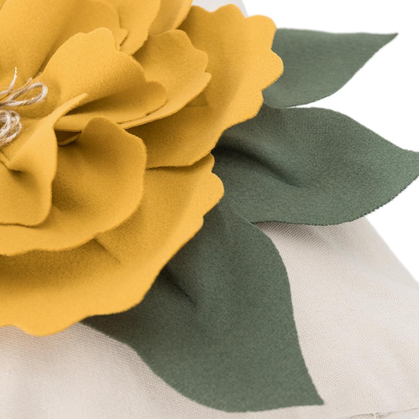 JWH Flower Throw Pillow Cover Decorative 3D Floral Accent Pillow Case Stereo Cushion Handmade Pillowcase for Car Bedroom Bed Couch Sofa 18x18 Inch Gold Yellow