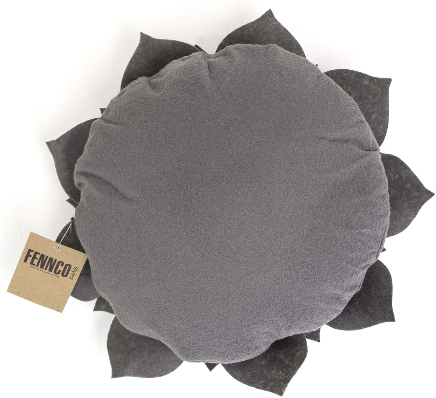 Fennco Styles Handmade 3D Heart-Shaped Petals Flower Decorative Throw Pillow Cover Only - 13" Round Slate Floral Pillow Case for Couch, Home Décor and Holiday, Housewarming Gift