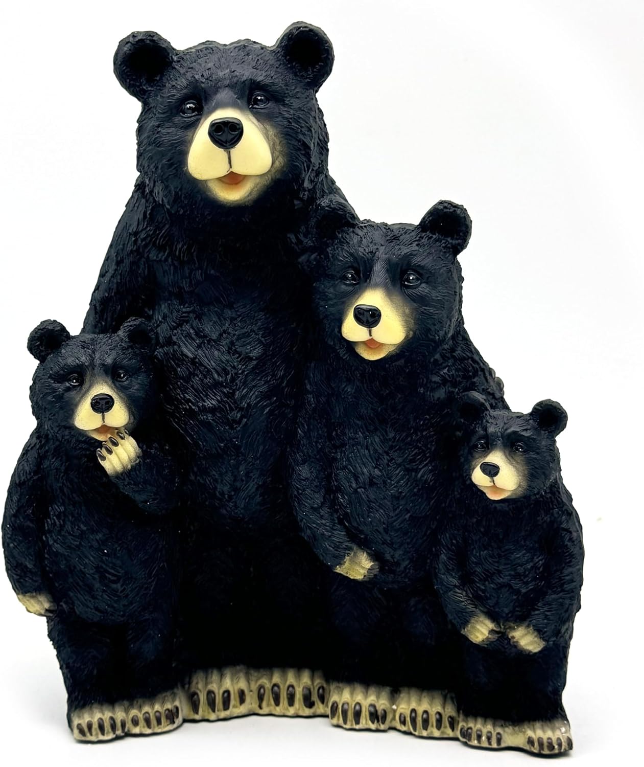 Black Bear Family Resin Statue Sculpture Figurine Decorative for Home, Office, Living Room, Desktop Display