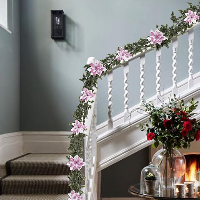 1 Pcs Christmas Real Touch Cedar Garland, 9 Ft Green Cedar Garland with Soft Thickness Pine, Artificial Garlands for Christmas Mantel Decor, Fireplace, Stair and Table Decorations