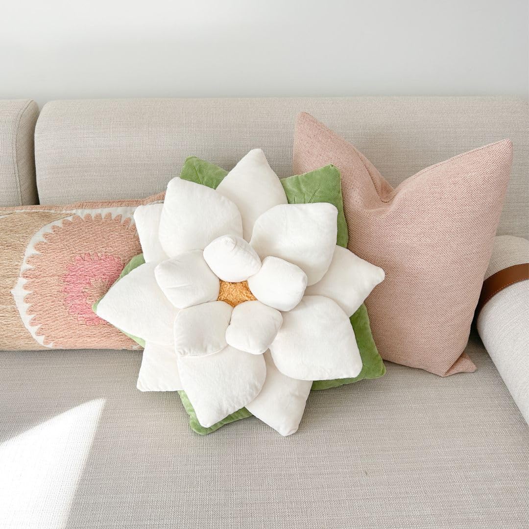 Green Philosophy Co. Poinsettia Pillow - Marshmallow White