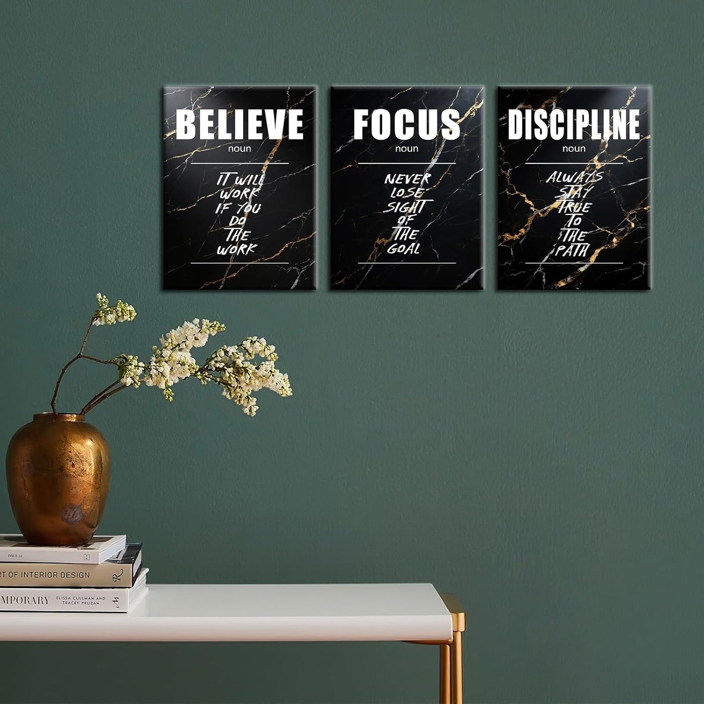 Inspirational Canvas Wall Art Motivational Believe Focus Discipline Print Poster Positive Entrepreneur Quotes Picture Painting Wall Decor for Home Bedroom Office Artwork Ready to Hang [36''Wx16''H]
