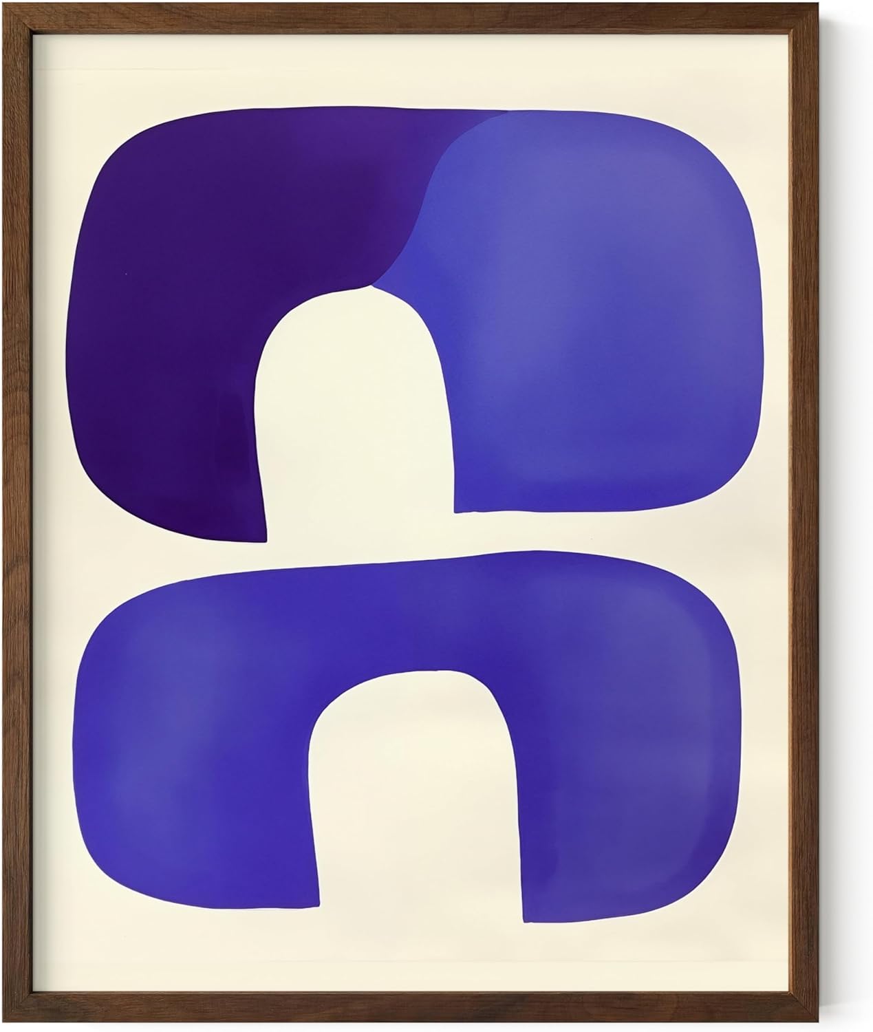 HAUS AND HUES Modern Abstract Wall Art - Blue and Green Living Room Art, Modern Artwork for Walls, Minimalist Picture for Living Room(Blue Tribal Shapes, Walnut Frame, 11x14)