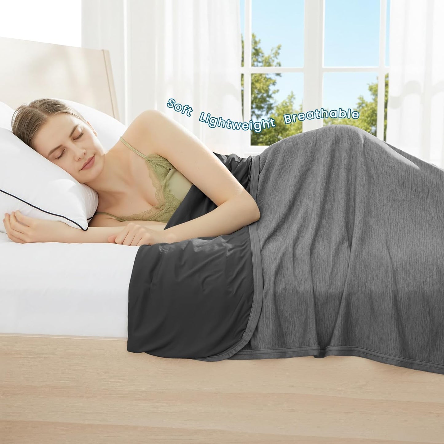 HYLEORY Cooling Blankets for Hot Sleepers, Cool Summer Blanket Keep Body Cool for Night Sweats Double Sided Lightweight Breathable Blanket for Bed Couch Sofa, King (108"x90"), Black