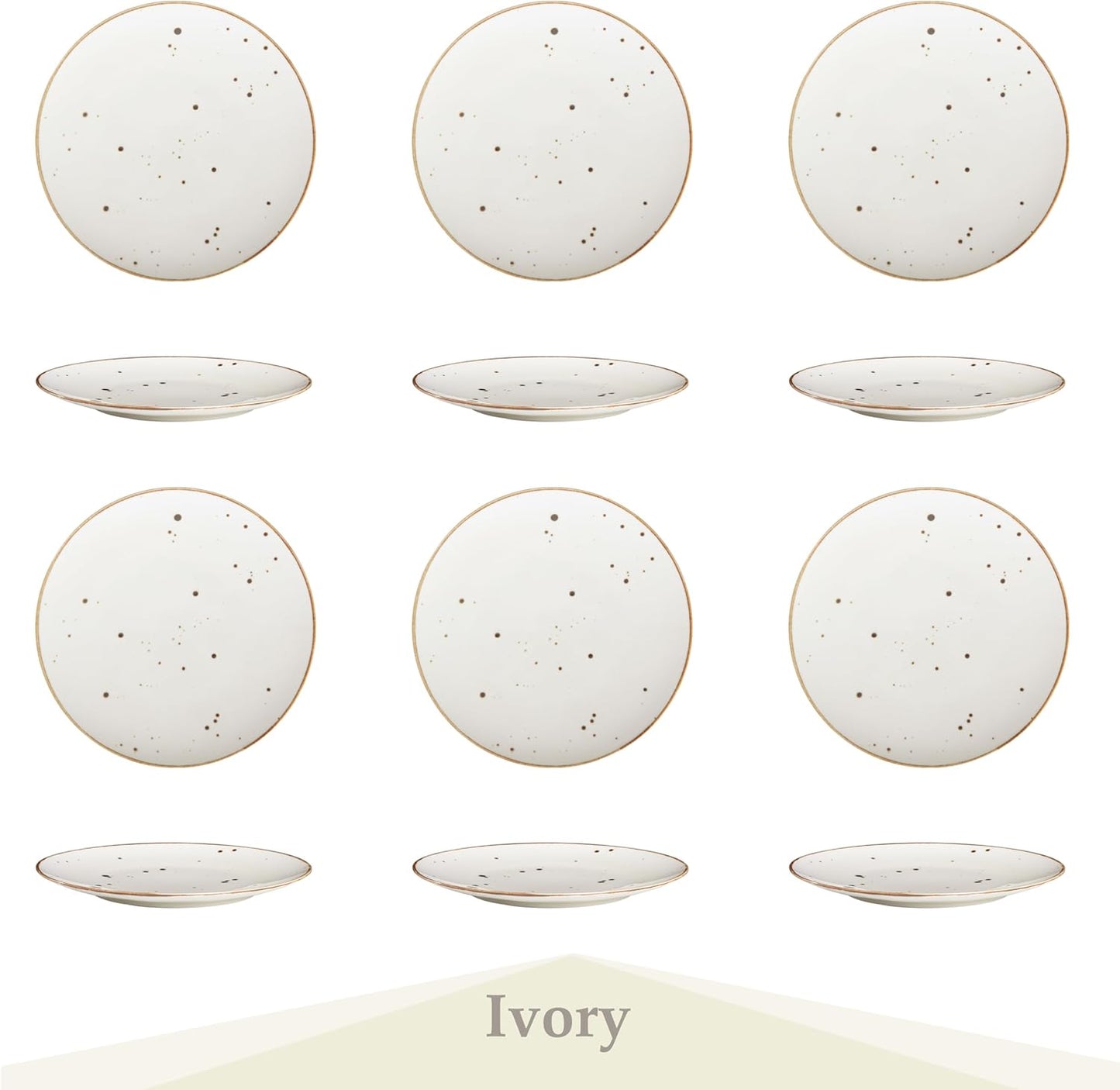 Dessert Plates 8.7 Inch Set of 6 - Microwave, Oven, Dishwasher Safe, Scratch Resistant, Porcelain. Durable Small Dishes for Salad, Dessert, and Side Dishes - Classic Assorted Colors