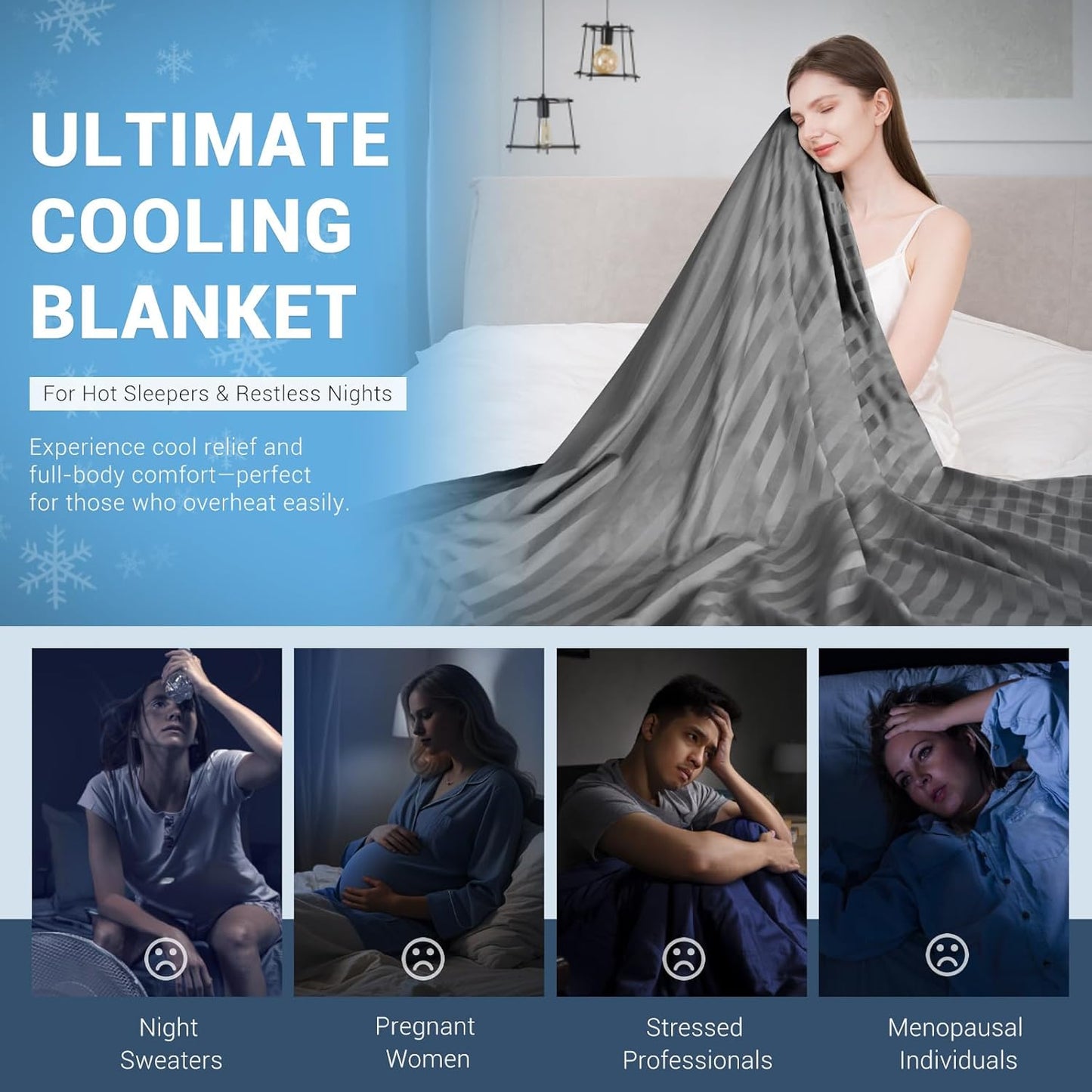Elegear Revolutionary Cooling Blanket King, Absorbs Heat to Keep Body Cool for Night Sweats, Double Sided Arc-Chill 3.0 Cool Fiber Q-Max>0.5, Lightweight Summer Cold Blankets Sleeping 90“ x 108”