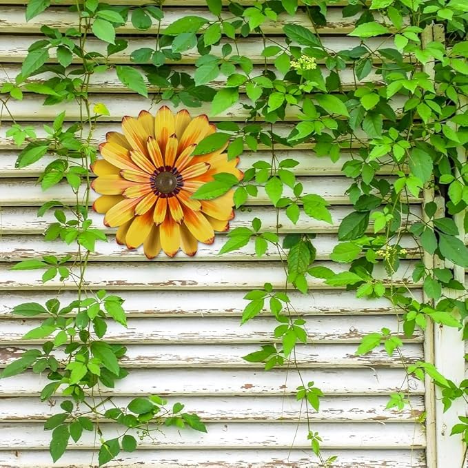 YEAHOME 16'' Metal Flower Wall Decor - Sunflower Wall Art Decorations Hanging for Bedroom, Living Room, Bathroom Boho Office