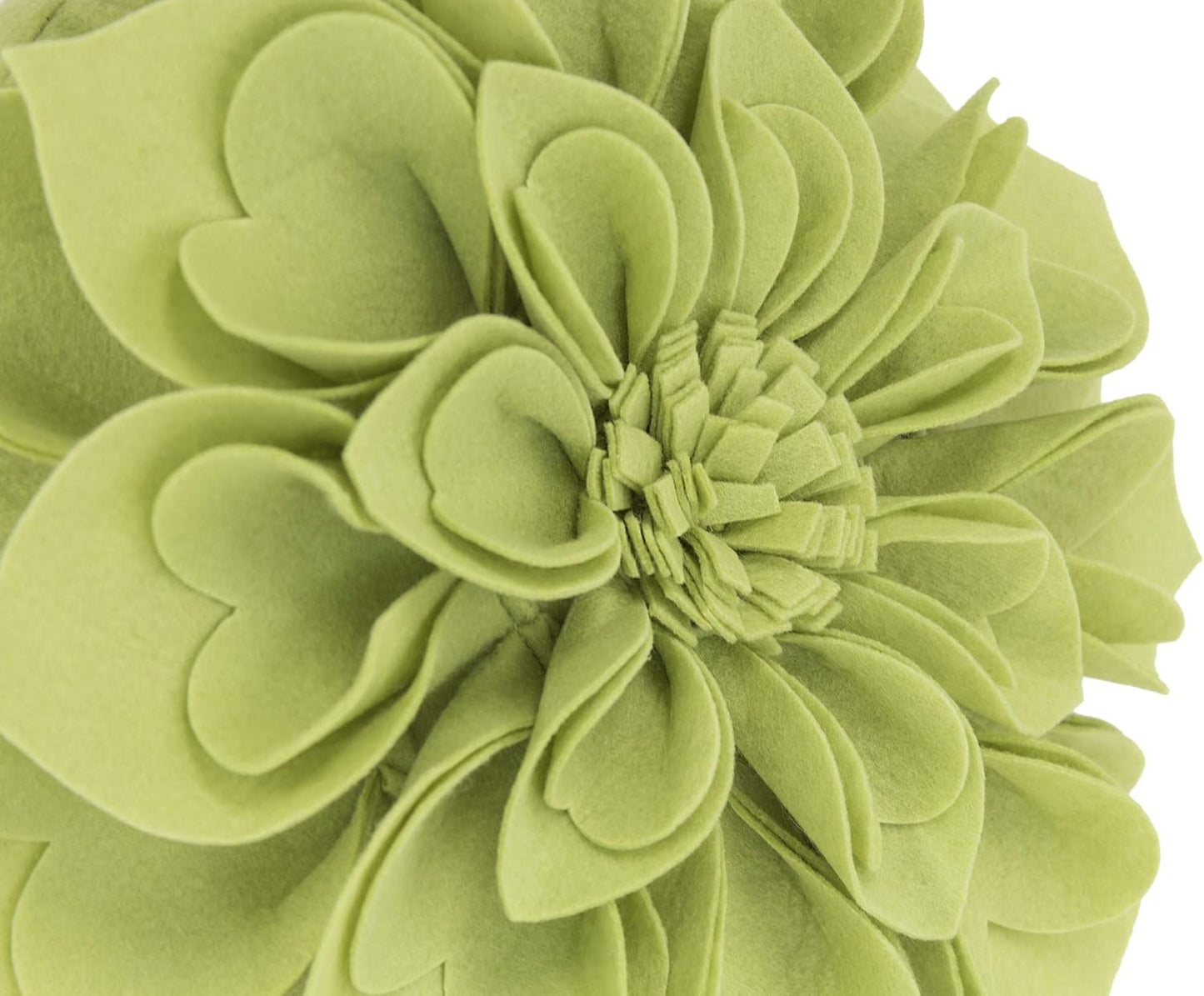 Fennco Styles Handmade 3D Heart-Shaped Petals Flower Decorative Throw Pillow Cover Only - 13" Round Lime Floral Pillow Case for Couch, Home Décor and Holiday, Housewarming Gift