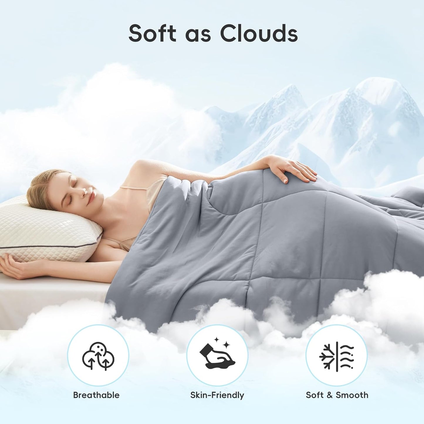 Cooling Comforter Twin/Twin XL Size, All Season Blanket for Hot Sleepers, Lightweight Comforter for Night Sweats, Double-Sided Cooling Bedding for Bed, Sofa, Office, Camping (Dark Gray,68"*80")