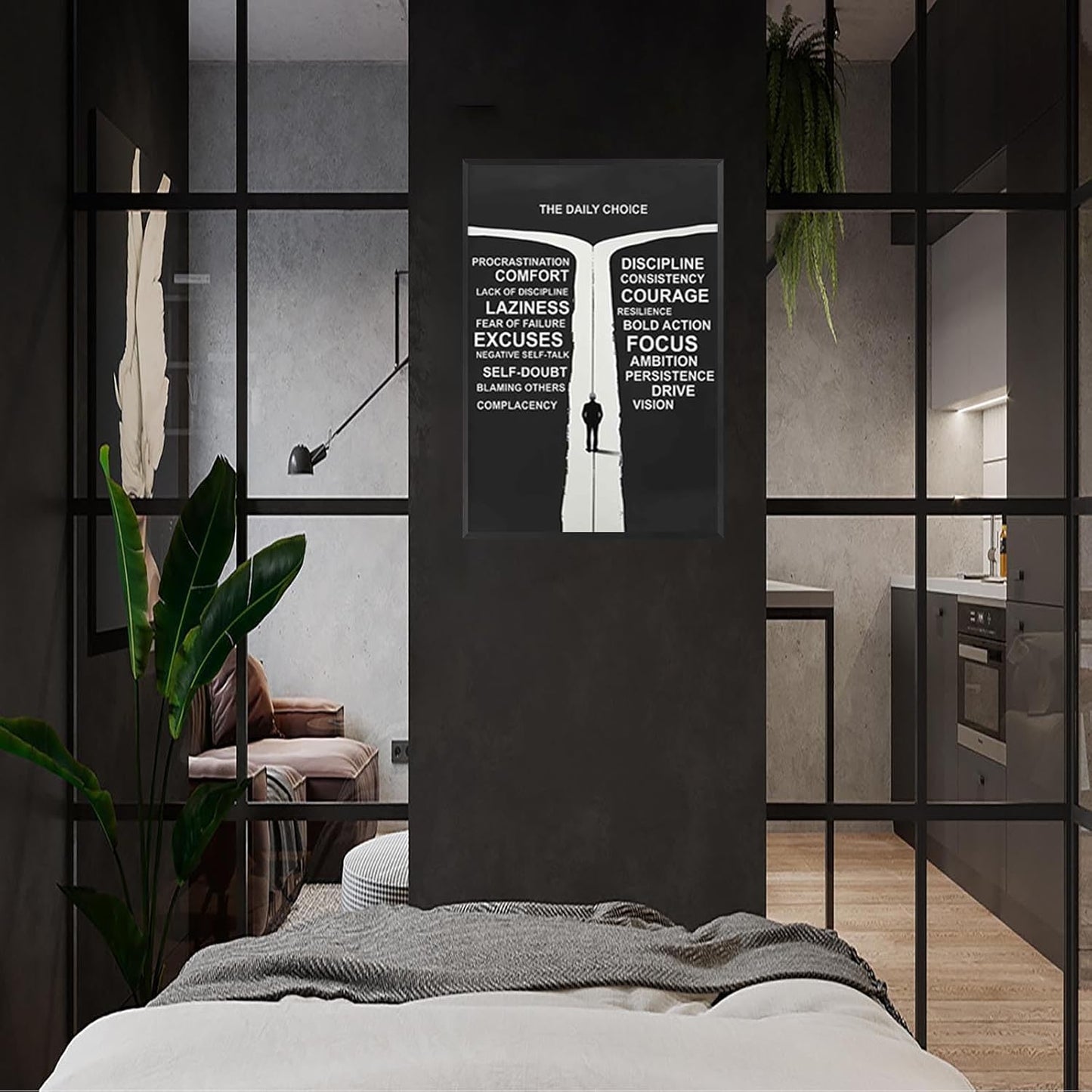 Inspirational Self-Discipline Poster Growing Up The Daily Choice Wall Art Discipline Vs Comfort Choose Prints Painting For Living Room Bedroom Office Wall Decor 24x36in Framed