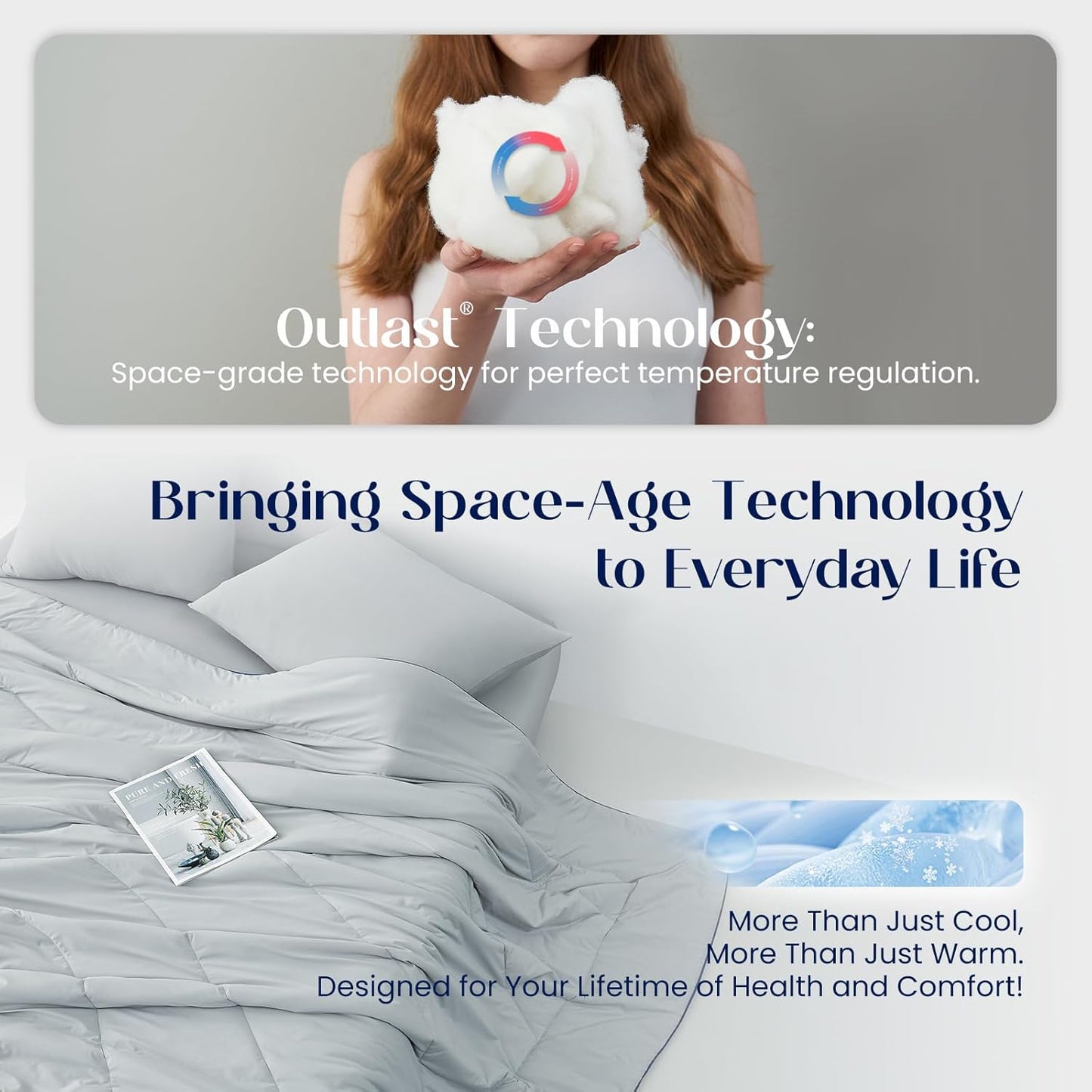 Dream Valley®Outlast®Deepsleep Cooling Comforter, Twin Size, NASA-Grade Space Technology Cooling Blanket for Hot Sleepers Night Sweats, Q-Max > 0.45 Aerocool™Breathable, Dream Blue, 68"x90"
