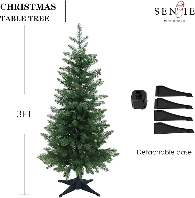 3FT Small Christmas Tree Artificial Realistic Mini PE Xmas Tree for Home Office Indoor Outdoor Decor