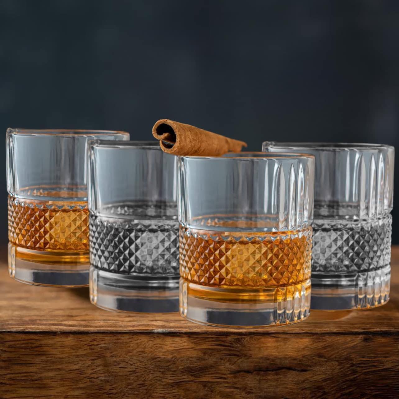 LEMONSODA Premium Double Rocks Vintage Whiskey Tumblers - Uniquely Designed Vintage Style Glass
