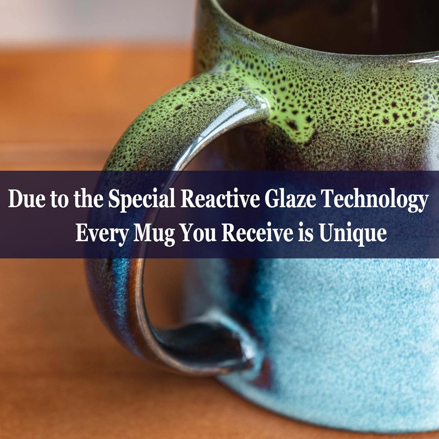 Large Ceramic Coffee Mugs, Handmade Pottery Mug, Tea Cups with Handle for Office and Home, 16 oz, Dishwasher and Microwave Safe (Light Green)