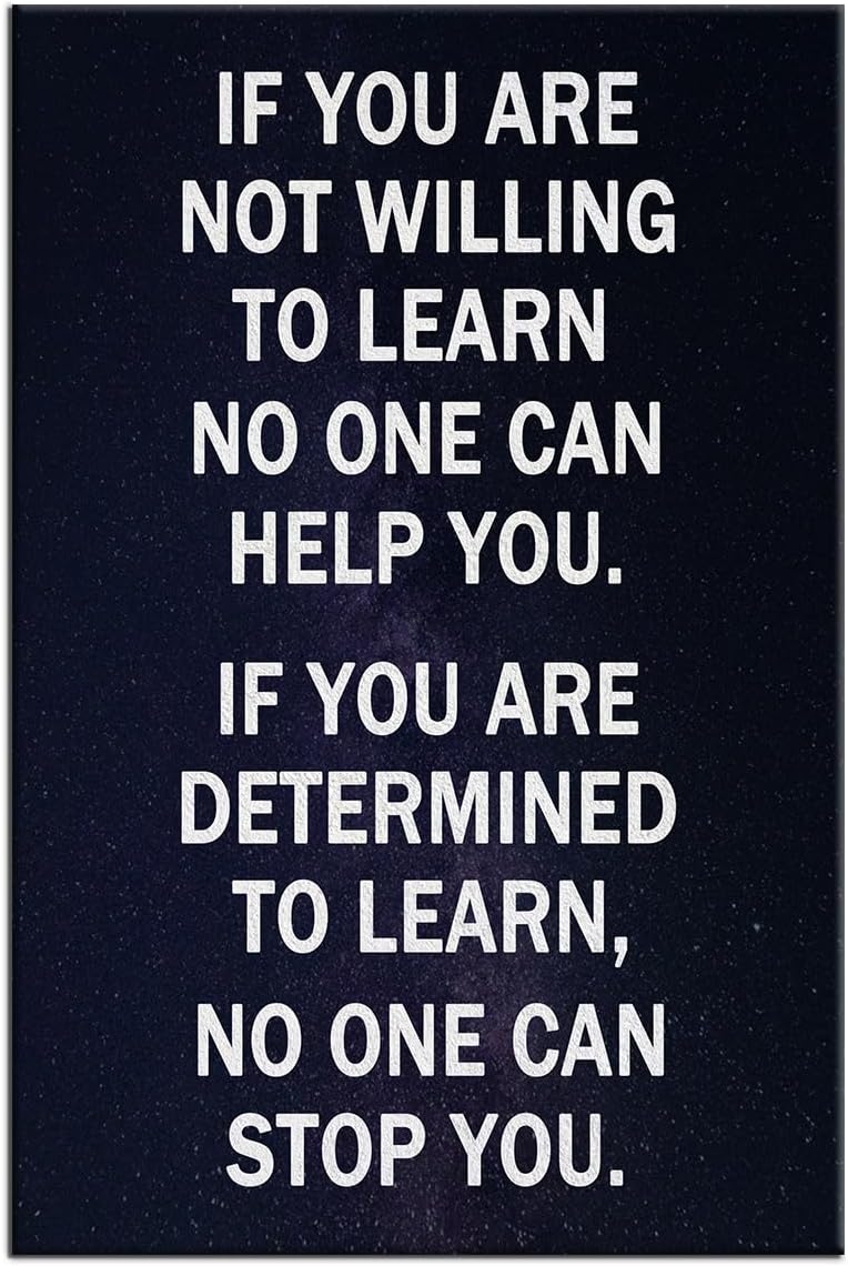 Inspirational Canvas Wall Art Determined to Learn Motivational Entrepreneur Quotes Painting Print Poster Positive Artwork for Modern Home Bedroom Study Wall Decor Picture Ready to Hang [12''W x 18''H]