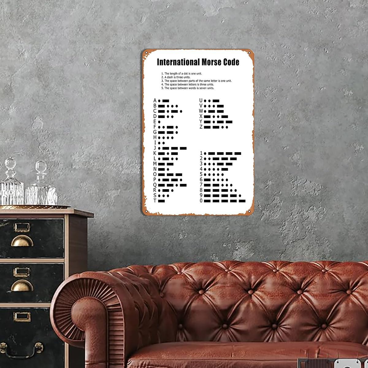 International Morse Code Metal Sign - Educational Wall Art for Classrooms, Offices, or Home Decor, Military Morse Code Gifts, Phonetic Alphabet Poster, 8"x12" Metal Plaque