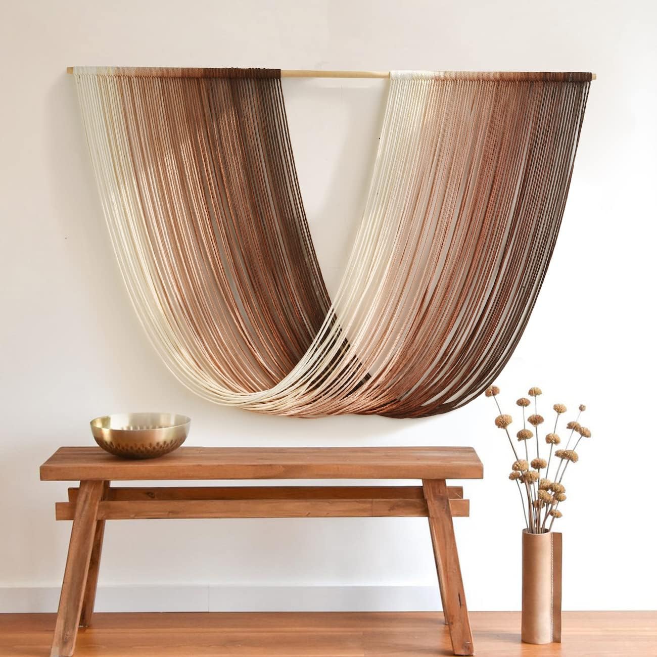 Flber Tie-Dye Macrame Wall Hanging Large Bohemian Yarn Tapestry Wall Décor,59" Wx 35" L